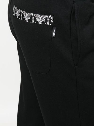 Versace Rear Baroque-print Detail Trousers In Black