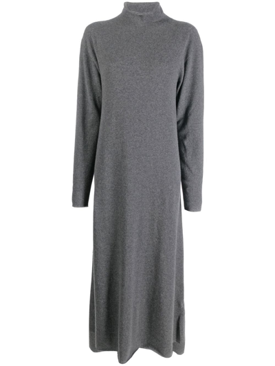 Shop Jil Sander High-neck Knitted Dress In Grau