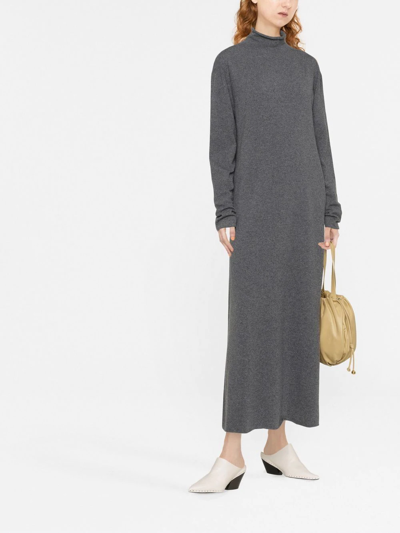 Shop Jil Sander High-neck Knitted Dress In Grau
