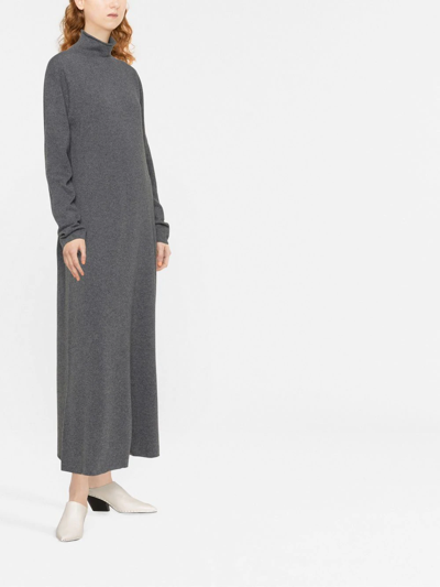 Shop Jil Sander High-neck Knitted Dress In Grau