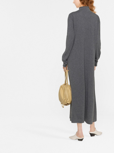 Jil Sander Cashmere Turtleneck Midi Dress In Grau