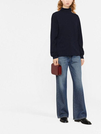 Shop Jil Sander Mock-neck Knitted Jumper In Blau