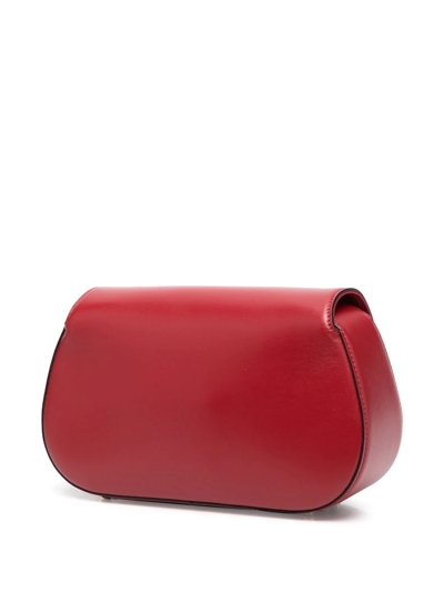 Shop Valentino Vlogo Leather Shoulder Bag In Rot