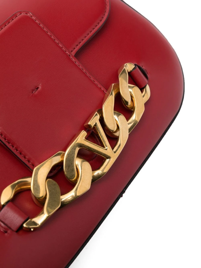 Shop Valentino Vlogo Leather Shoulder Bag In Rot