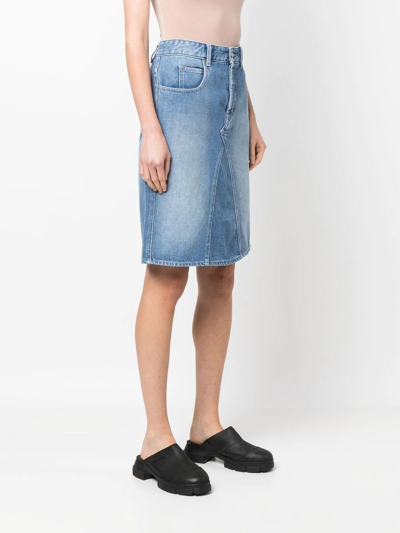 Shop Isabel Marant Étoile Washed-denim A-line Skirt In Blue