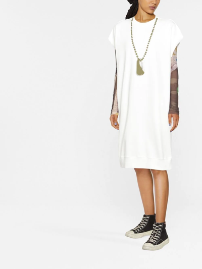 Shop Mm6 Maison Margiela Necklace-print Fleece Dress In Weiss