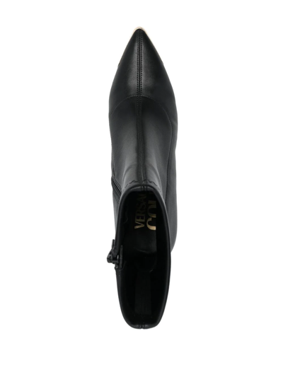 Shop Versace Jeans Couture Metallic Toe-cap Detail 135mm Boots In Schwarz