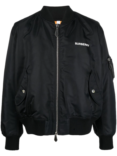 Shop Burberry Deer-print Bomber Jacket In Schwarz