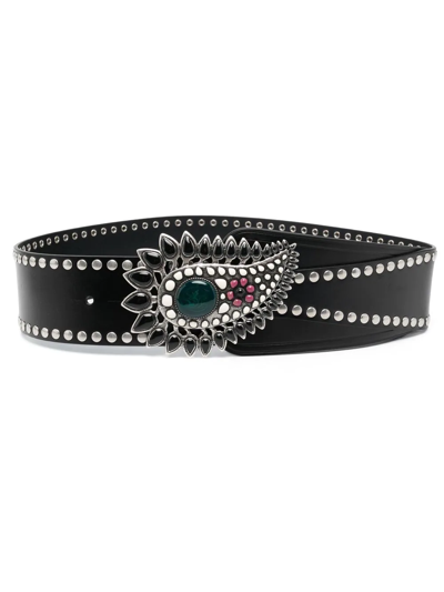 Isabel Marant Gem-embellished Leather Belt In Schwarz