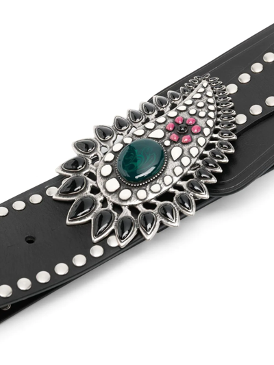Isabel Marant Gem-embellished Leather Belt In Schwarz