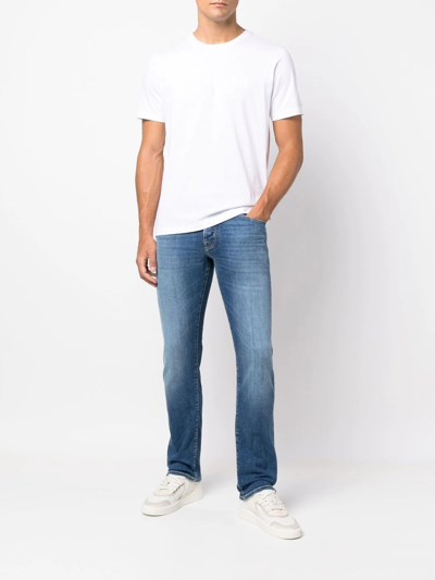 Shop Canali Logo-print Cotton T-shirt In Weiss