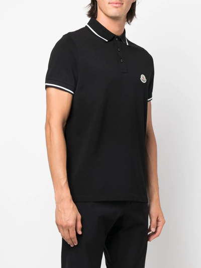 Shop Moncler Logo-patch Polo Shirt In Schwarz