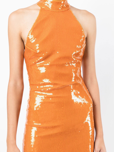 Shop De La Vali Sequin-embellished Mini Dress In Orange