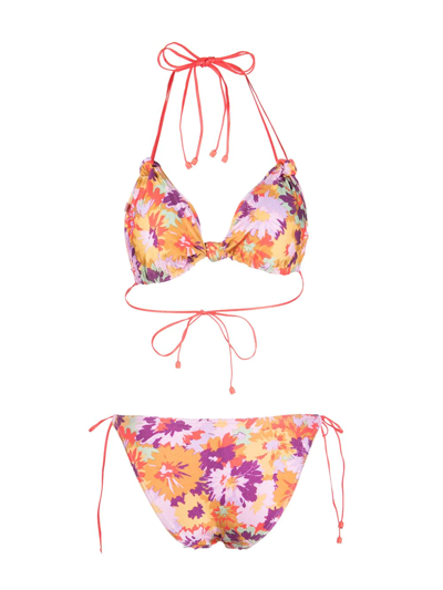 Shop Zimmermann Violet Knotted Bikini Set In Mehrfarbig