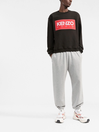 Kenzo Logo-patch Crew-neck Sweatshirt In Black