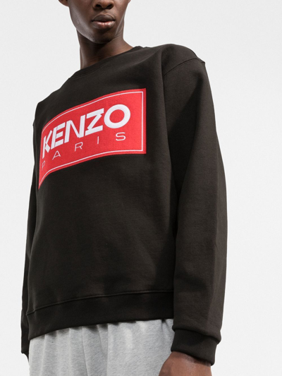 Shop Kenzo Logo-patch Crew-neck Sweatshirt In Black