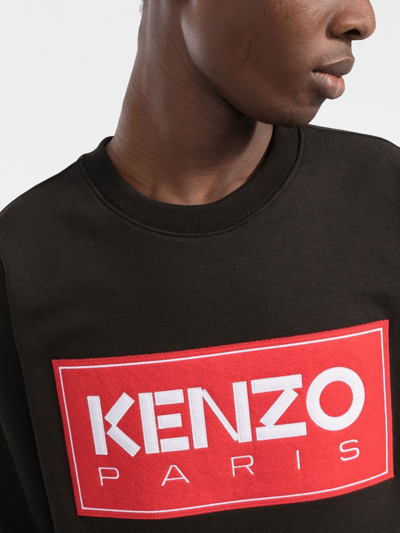 Kenzo Logo-patch Crew-neck Sweatshirt In Black