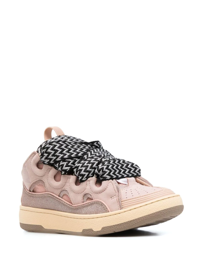 Shop Lanvin Curb Lace-up Low-top Sneakers In Rosa