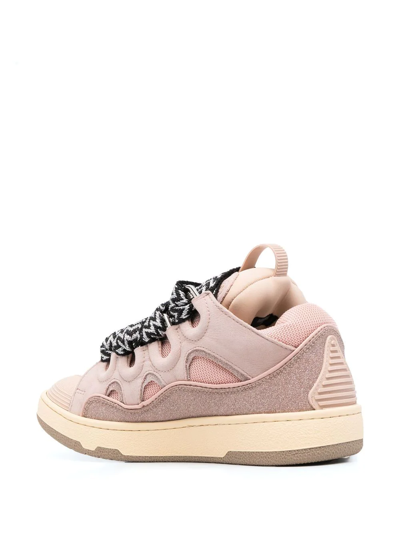 Shop Lanvin Curb Lace-up Low-top Sneakers In Rosa