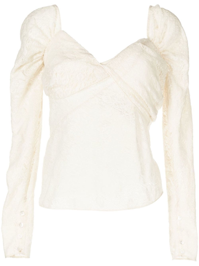 Yuhan Wang Semi-sheer Lace Top In Weiss