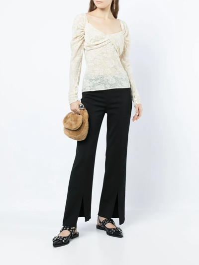Yuhan Wang Semi-sheer Lace Top In Weiss