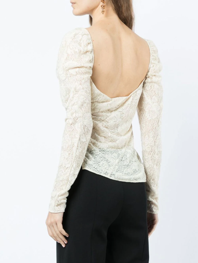 Yuhan Wang Semi-sheer Lace Top In Weiss