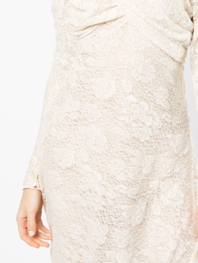 Shop Yuhan Wang Lace Asymmetric Long-sleeve Dress In Weiss