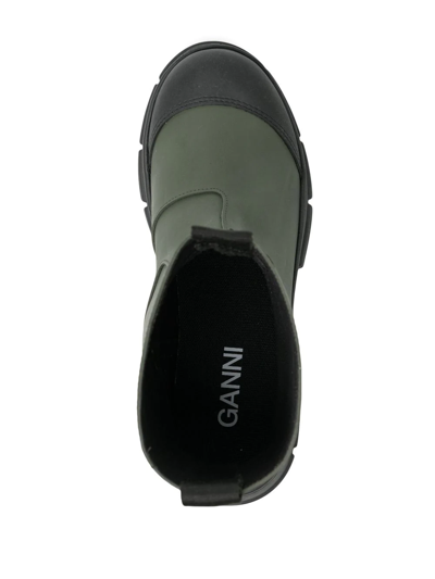 Shop Ganni Contrast Toe-cap Detail Boots In Grün