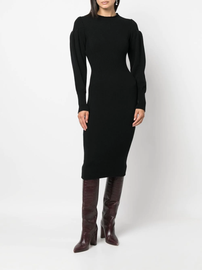 Philosophy Di Lorenzo Serafini Long-sleeve Knitted Midi Dress In Schwarz