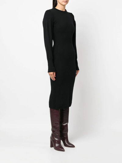 Philosophy Di Lorenzo Serafini Long-sleeve Knitted Midi Dress In Schwarz