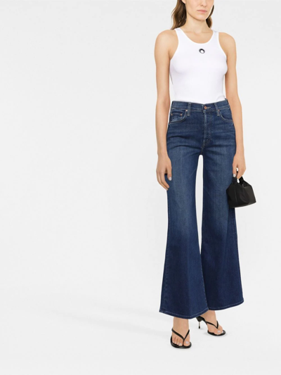 Shop Mother High-rise Wide-leg Jeans In Blue