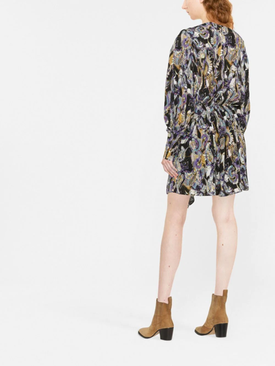 Shop Iro Damie-print Asymmetric Mini Dress In Schwarz