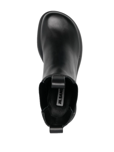 Jil Sander Elasticated-panel Leather Boots In Schwarz
