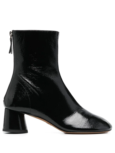 Proenza Schouler Glove Crinkled Patent-leather Ankle Boots In Schwarz
