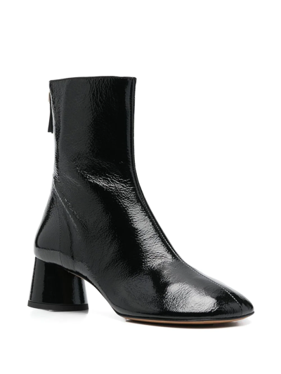 Proenza Schouler Glove Crinkled Patent-leather Ankle Boots In Schwarz