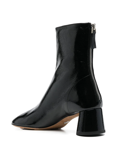 Proenza Schouler Glove Crinkled Patent-leather Ankle Boots In Schwarz