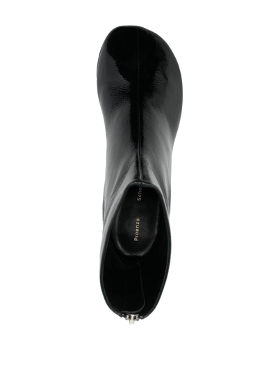Proenza Schouler Glove Crinkled Patent-leather Ankle Boots In Schwarz