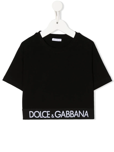 Shop Dolce & Gabbana Logo-band Crop T-shirt In Schwarz