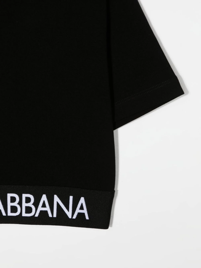 Shop Dolce & Gabbana Logo-band Crop T-shirt In Schwarz
