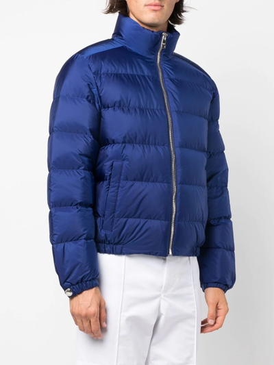 Shop Prada Re-nylon Short Puffer Jacket In Blau