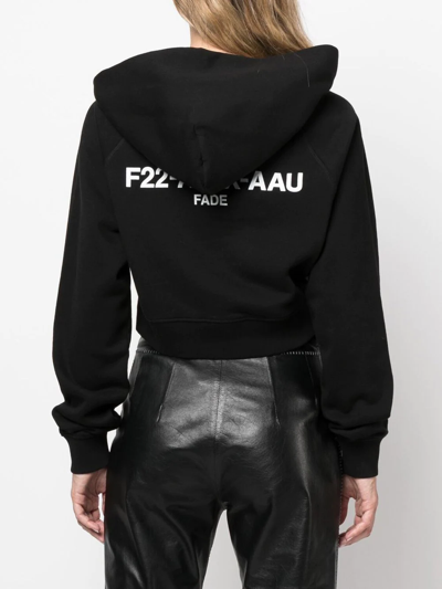 Shop Alyx Cropped Logo-print Detail Hoodie In Schwarz