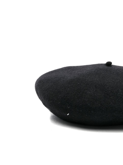 Shop Maison Margiela Four-stitch Wool Beret In Schwarz