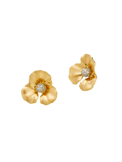 Shop Syna Women's Jardin 18k Gold & Diamond Flower Earrings