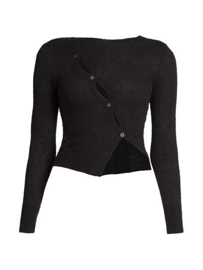Shop Jacquemus Women's Asymmetric Ribbed Cardigan In Black