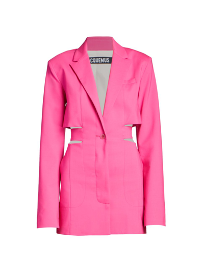 Shop Jacquemus Blazer Cut-out Minidress In Pink