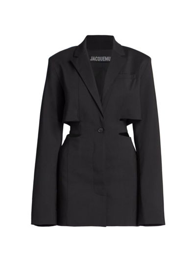Shop Jacquemus Women's Blazer Cut-out Minidress In Black