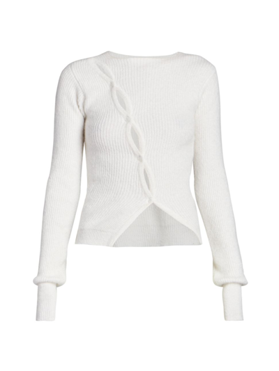 Shop Jacquemus Women's Asymmetric Ribbed Cardigan In Off White