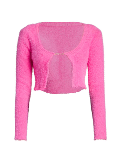 Shop Jacquemus Women's Cropped Logo-front Cardigan In Pink