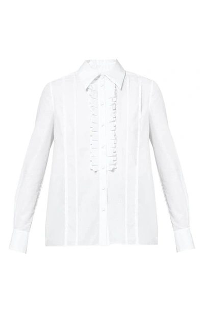 Shop Erdem Thalia Ruffle Poplin Shirt In White