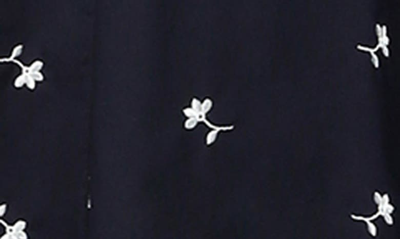 Shop Erdem Evie Embroidered Floral Poplin Dress In Navy / White